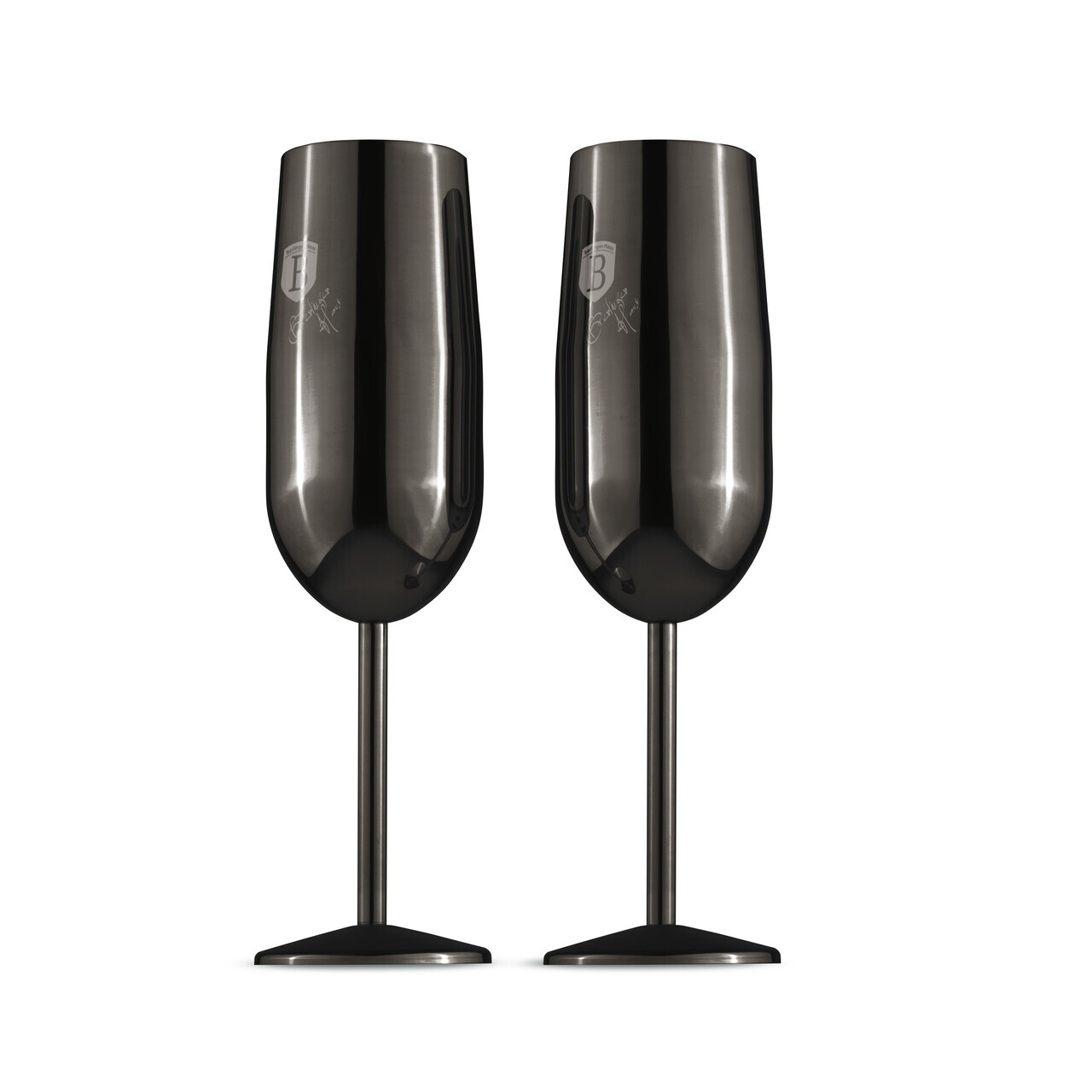 Set 2 pahare pentru sampanie Berlinger Haus, Black Rose, 260 ml, inox 18/10, negru - imagine 5